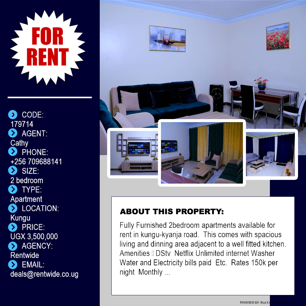 2 bedroom Apartment  for rent in Kungu Wakiso Uganda, code: 179714