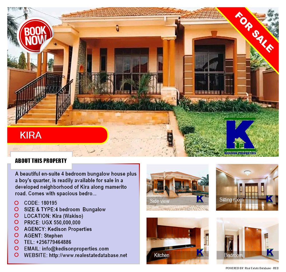 4 bedroom Bungalow  for sale in Kira Wakiso Uganda, code: 180195