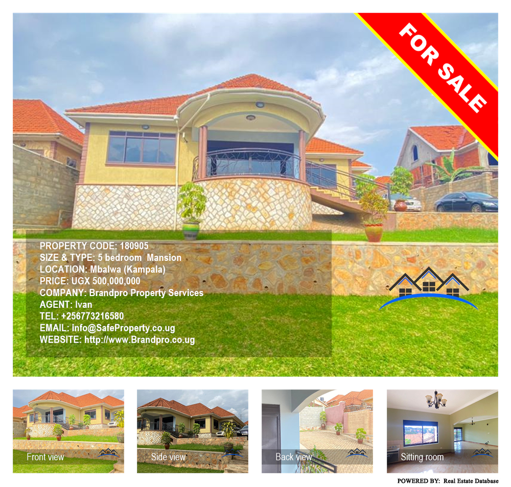 5 bedroom Mansion  for sale in Mbalwa Kampala Uganda, code: 180905
