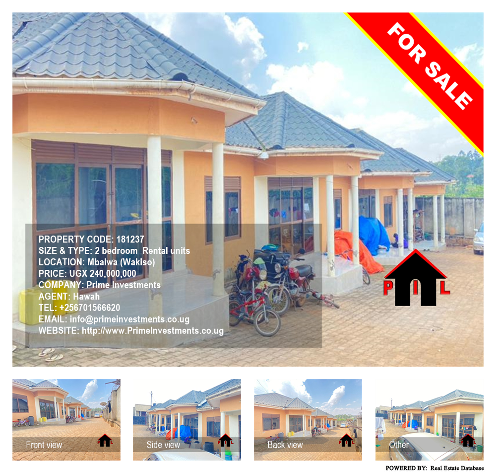 2 bedroom Rental units  for sale in Mbalwa Wakiso Uganda, code: 181237