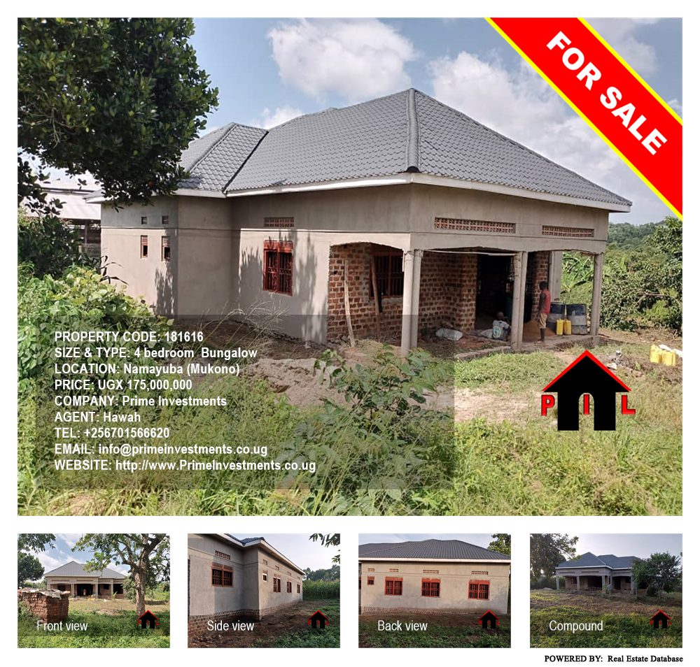 4 bedroom Bungalow  for sale in Namayuba Mukono Uganda, code: 181616