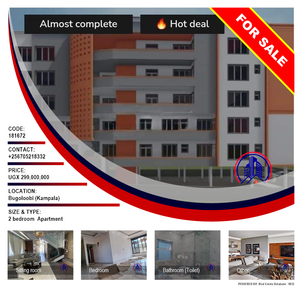 2 bedroom Apartment  for sale in Bugoloobi Kampala Uganda, code: 181672