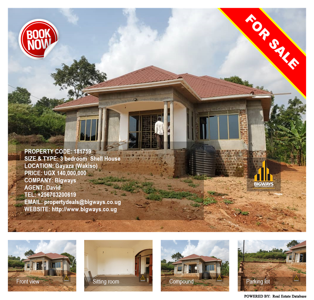3 bedroom Shell House  for sale in Gayaza Wakiso Uganda, code: 181759