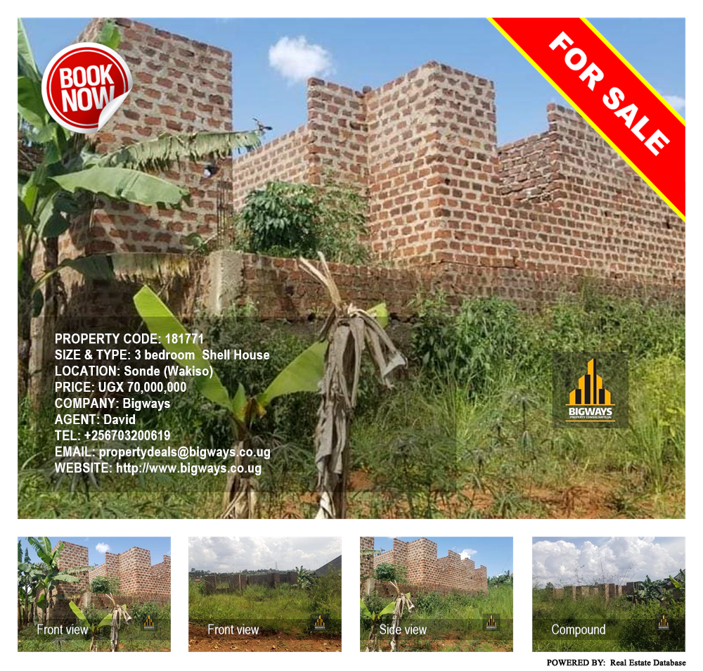 3 bedroom Shell House  for sale in Sonde Wakiso Uganda, code: 181771