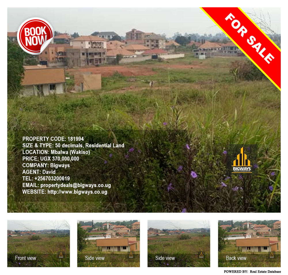 Residential Land  for sale in Mbalwa Wakiso Uganda, code: 181994
