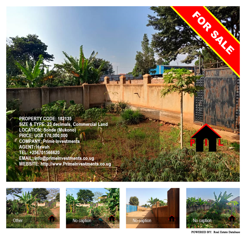 Commercial Land  for sale in Sonde Mukono Uganda, code: 182135