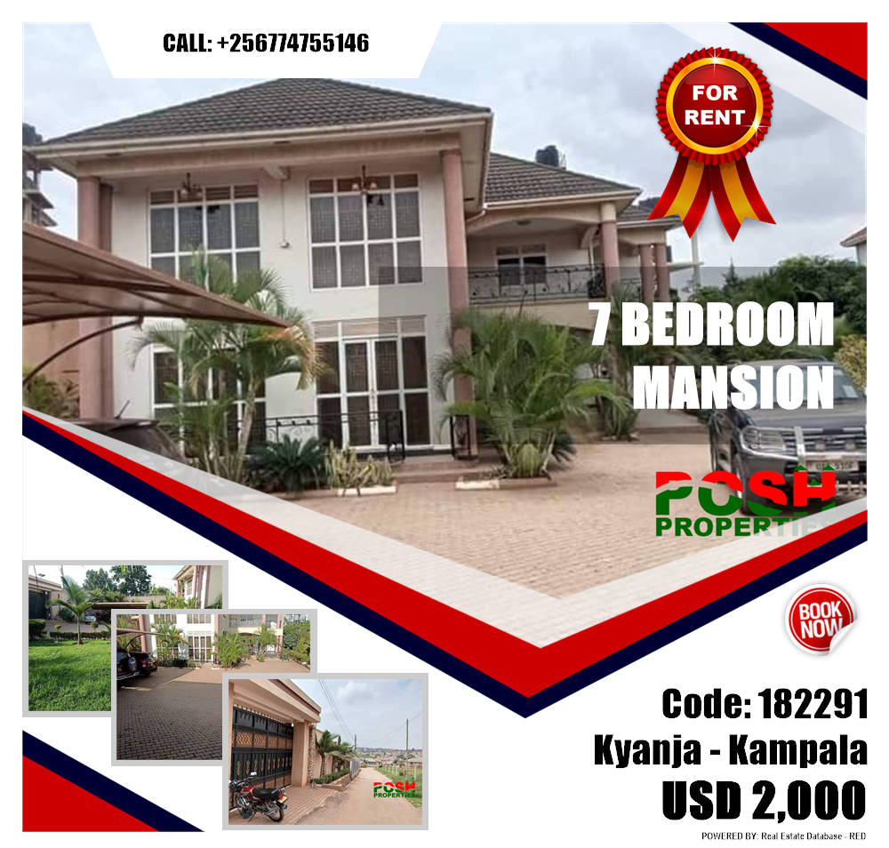 7 bedroom Mansion  for rent in Kyanja Kampala Uganda, code: 182291