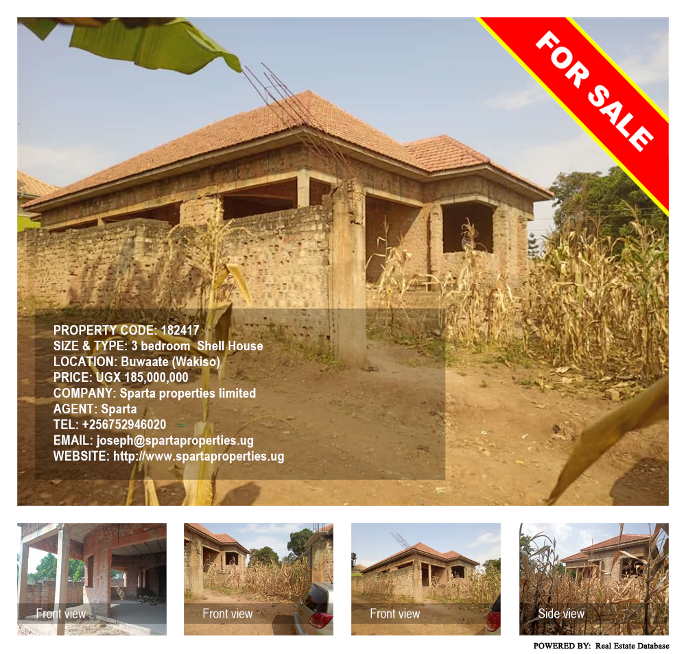 3 bedroom Shell House  for sale in Buwaate Wakiso Uganda, code: 182417