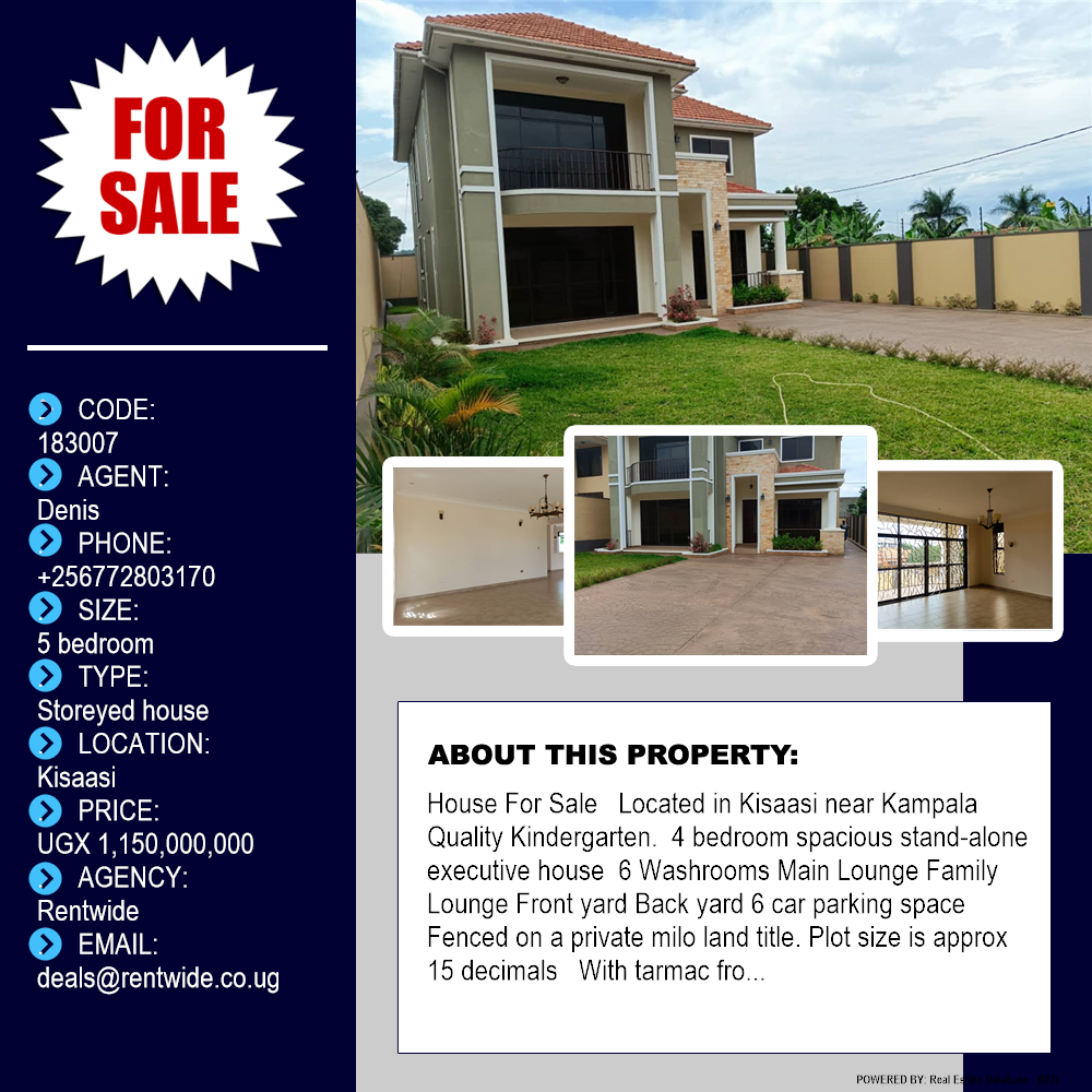 5 bedroom Storeyed house  for sale in Kisaasi Kampala Uganda, code: 183007
