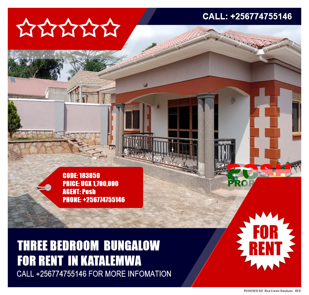3 bedroom Bungalow  for rent in Katalemwa Wakiso Uganda, code: 183850