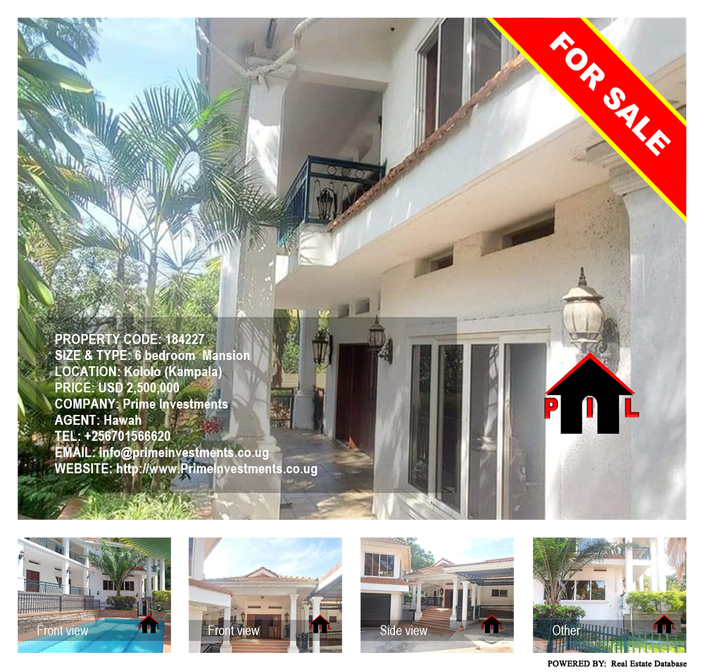 6 bedroom Mansion  for sale in Kololo Kampala Uganda, code: 184227