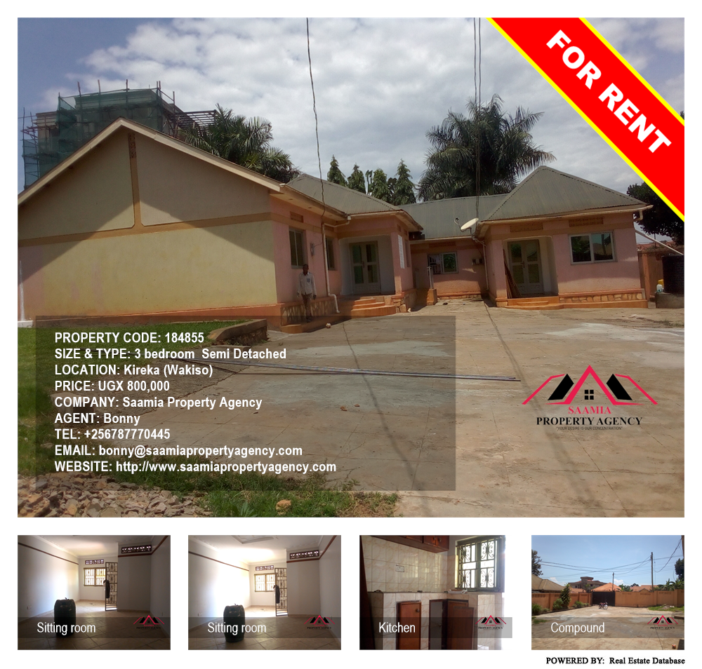 3 bedroom Semi Detached  for rent in Kireka Wakiso Uganda, code: 184855