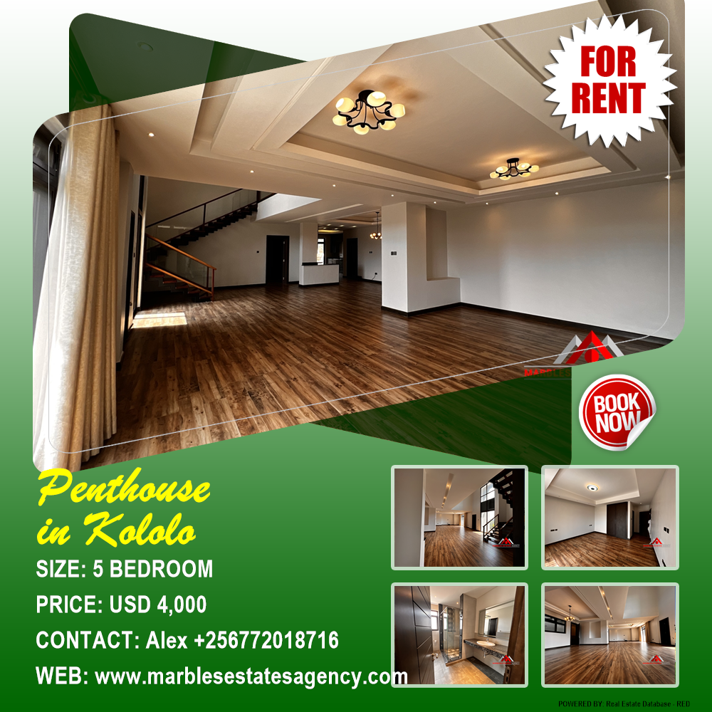 5 bedroom Penthouse  for rent in Kololo Kampala Uganda, code: 185155