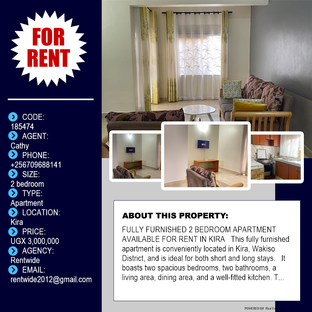 2 bedroom Apartment  for rent in Kira Wakiso Uganda, code: 185474