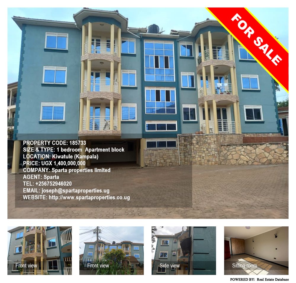 1 bedroom Apartment block  for sale in Kiwaatule Kampala Uganda, code: 185733