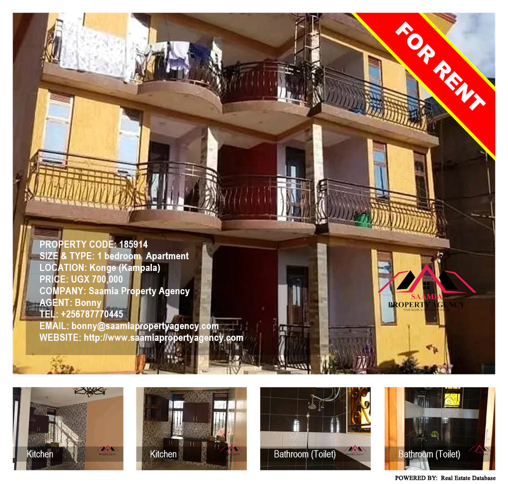 1 bedroom Apartment  for rent in Konge Kampala Uganda, code: 185914