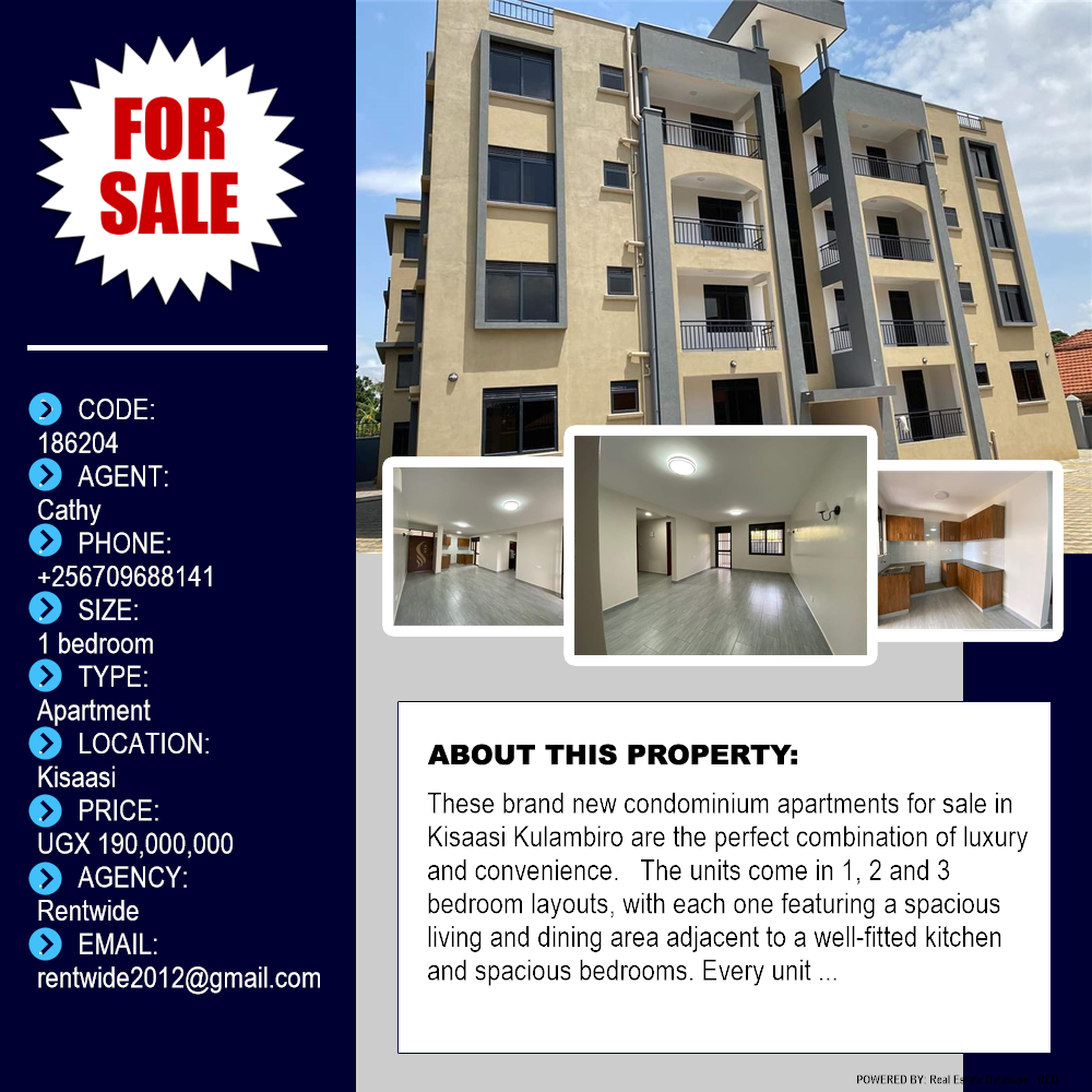 1 bedroom Apartment  for sale in Kisaasi Kampala Uganda, code: 186204