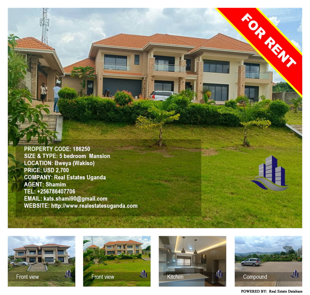 5 bedroom Mansion  for rent in Bweya Wakiso Uganda, code: 186250