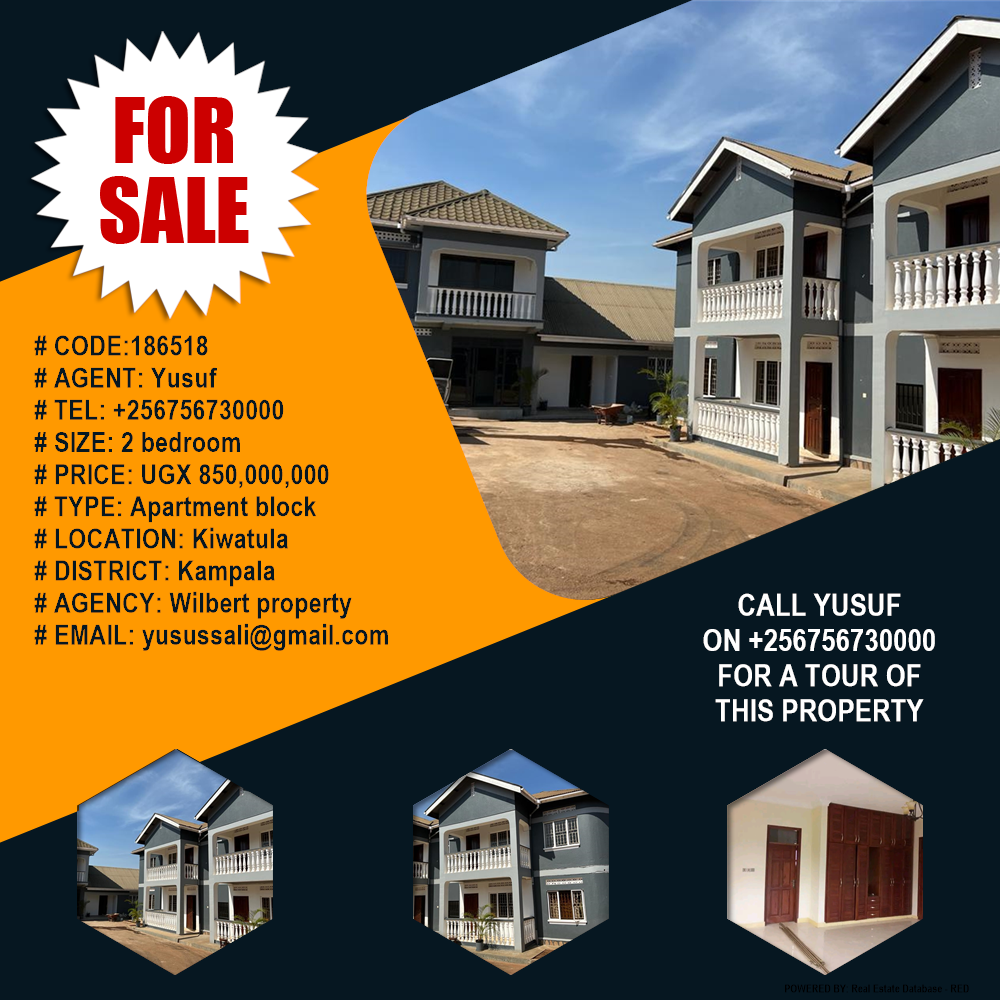 2 bedroom Apartment block  for sale in Kiwatula Kampala Uganda, code: 186518