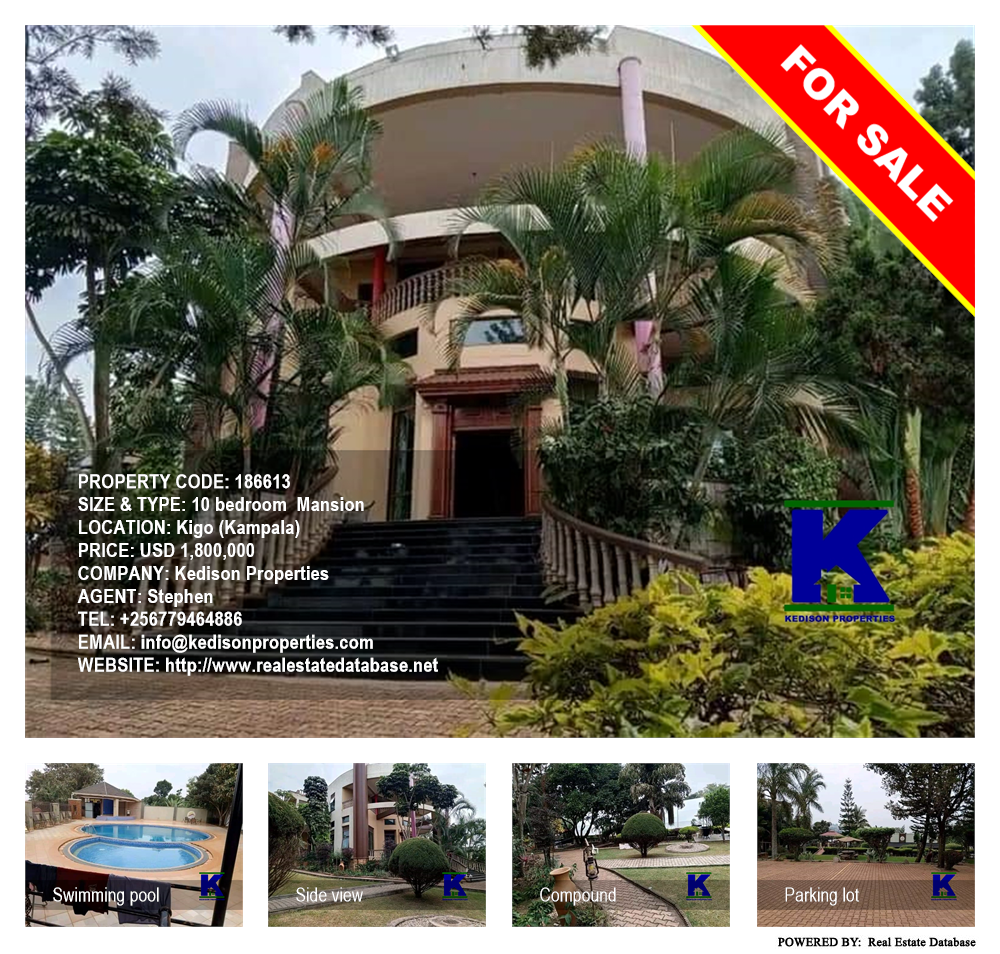 10 bedroom Mansion  for sale in Kigo Kampala Uganda, code: 186613