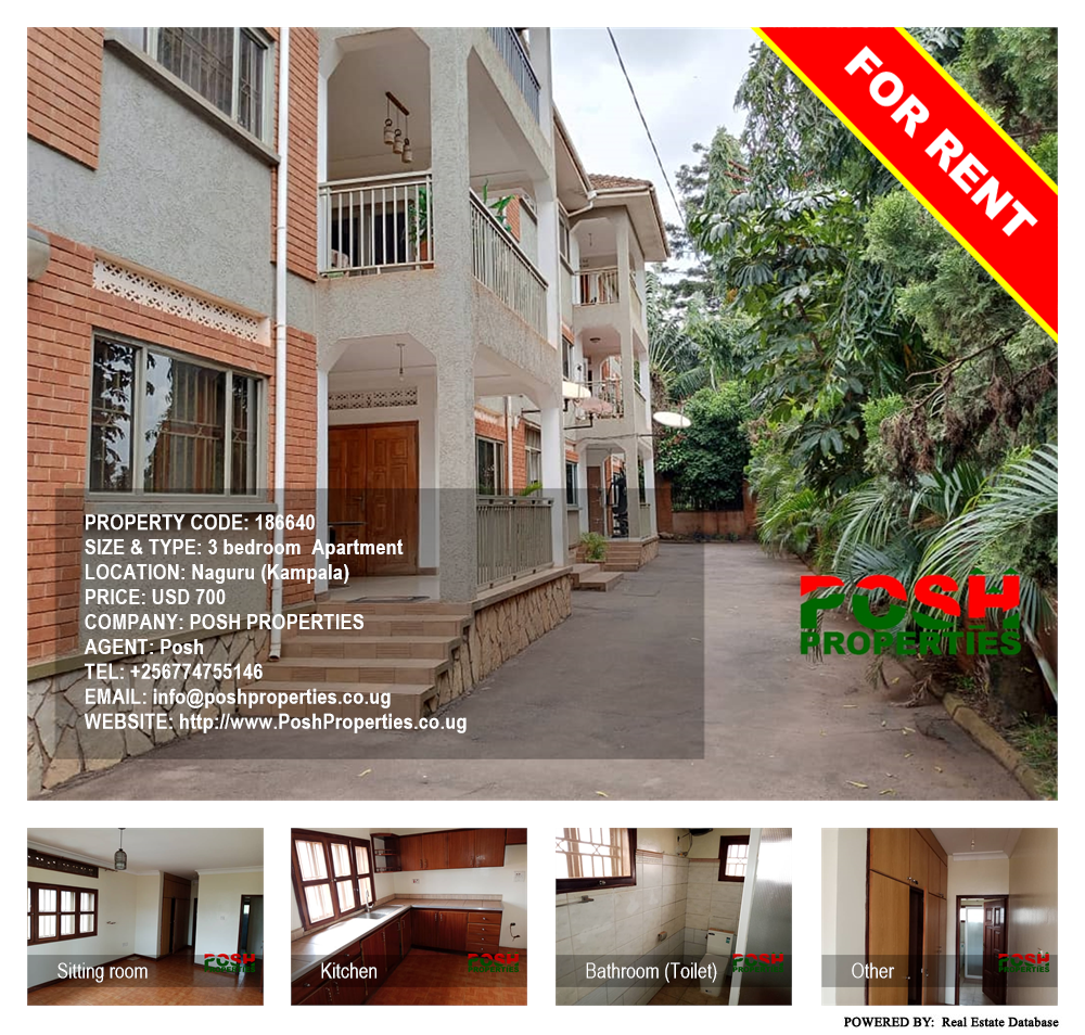 3 bedroom Apartment  for rent in Naguru Kampala Uganda, code: 186640