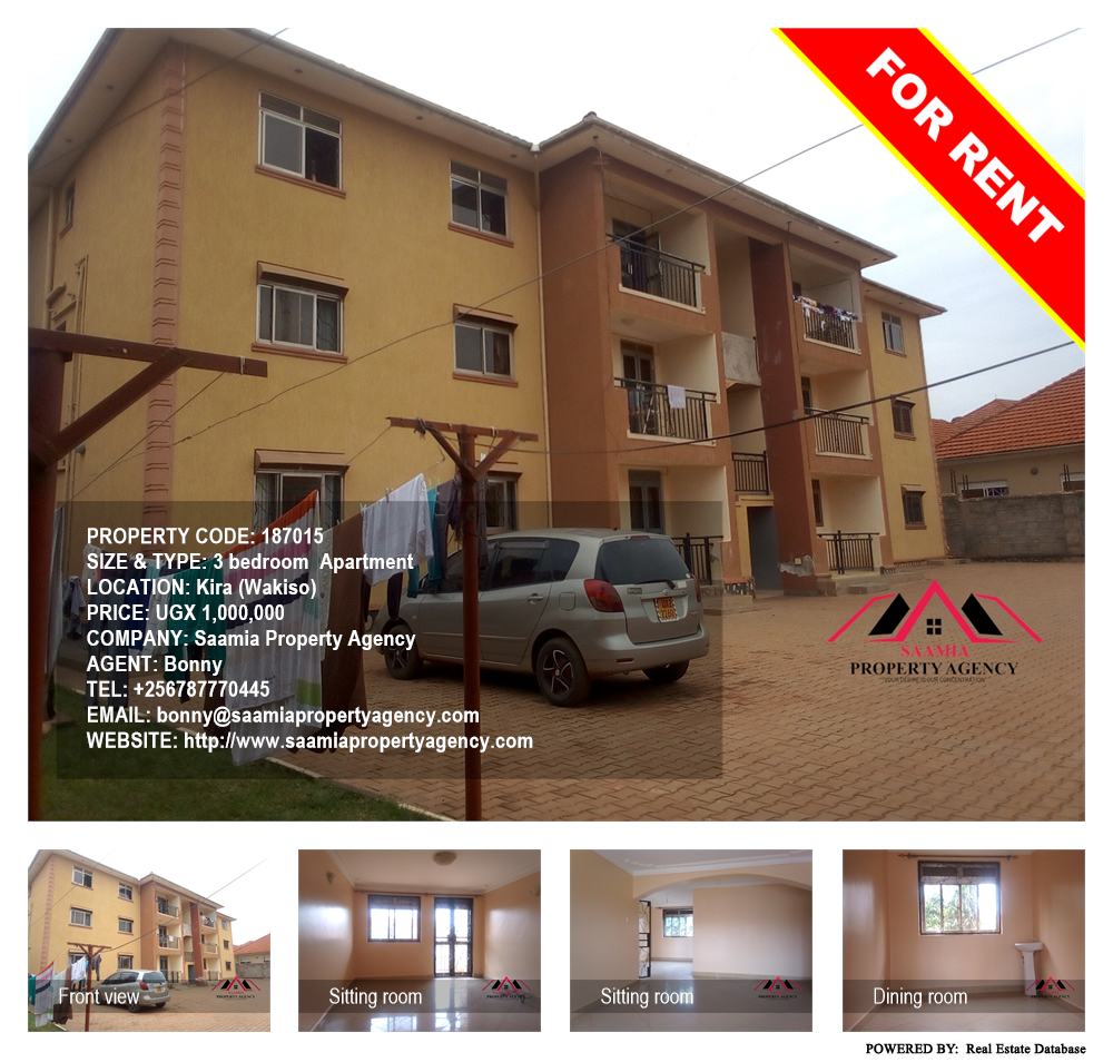 3 bedroom Apartment  for rent in Kira Wakiso Uganda, code: 187015