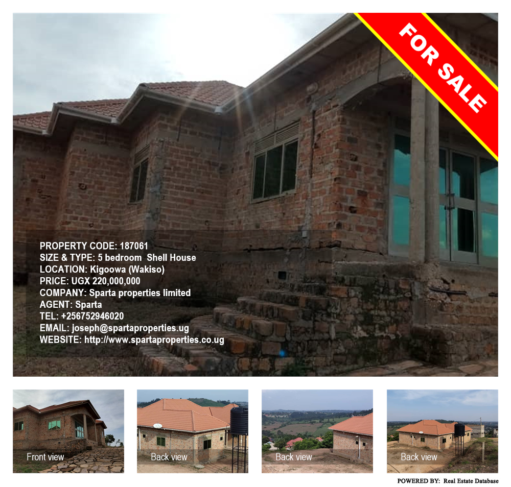 5 bedroom Shell House  for sale in Kigoowa Wakiso Uganda, code: 187061
