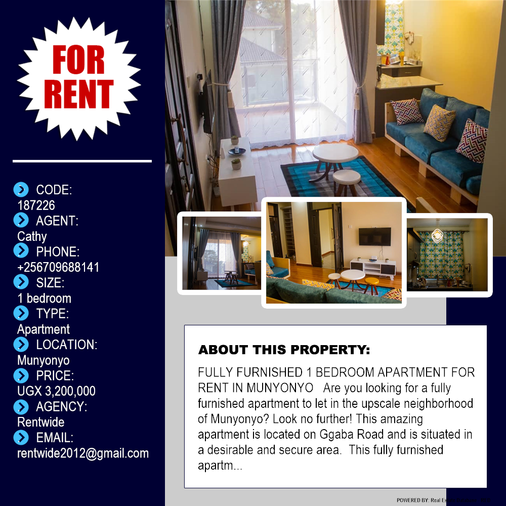 1 bedroom Apartment  for rent in Munyonyo Kampala Uganda, code: 187226