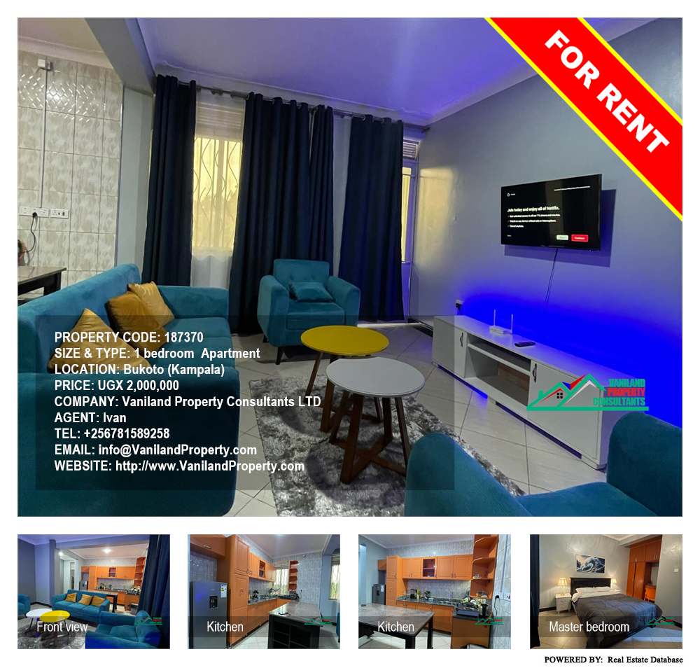 1 bedroom Apartment  for rent in Bukoto Kampala Uganda, code: 187370