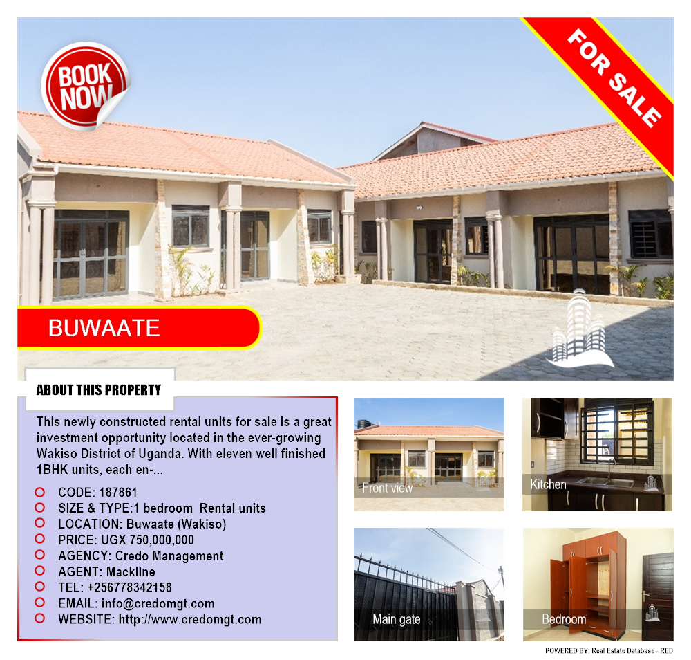 1 bedroom Rental units  for sale in Buwaate Wakiso Uganda, code: 187861