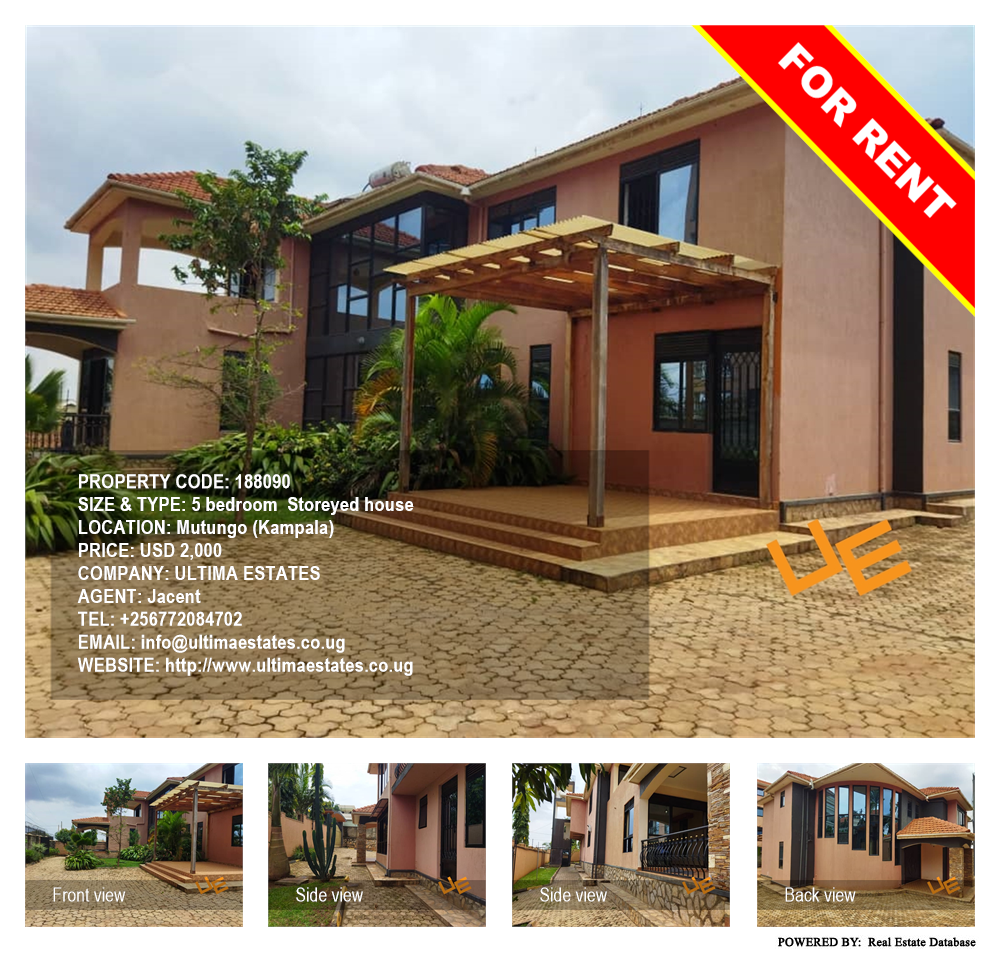 5 bedroom Storeyed house  for rent in Mutungo Kampala Uganda, code: 188090