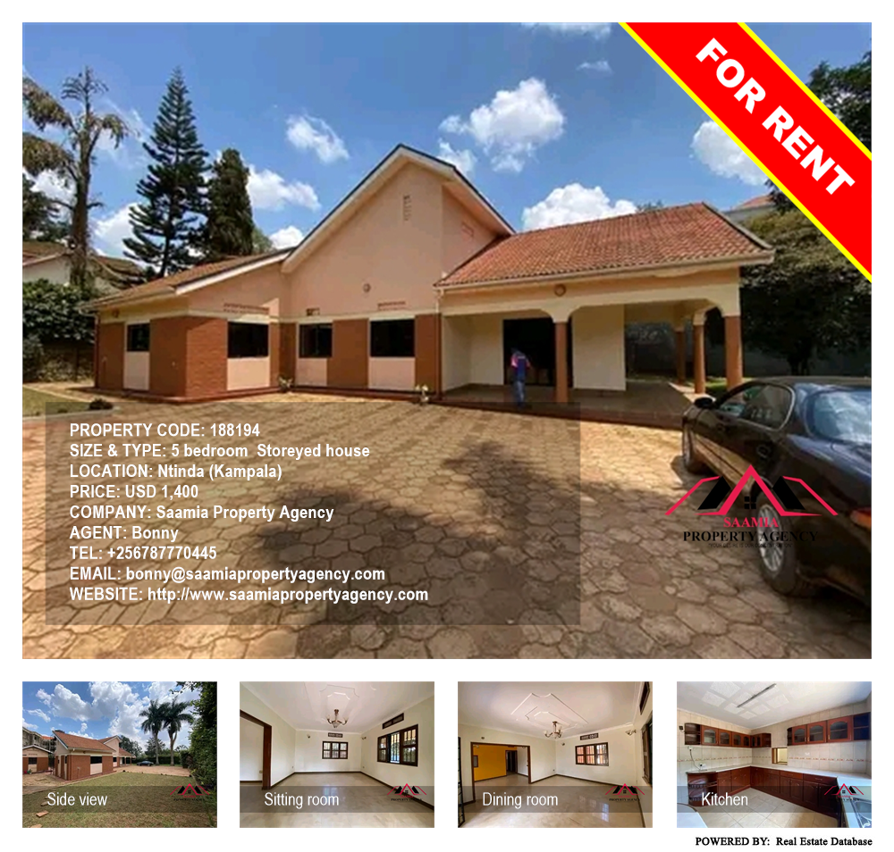 5 bedroom Storeyed house  for rent in Ntinda Kampala Uganda, code: 188194