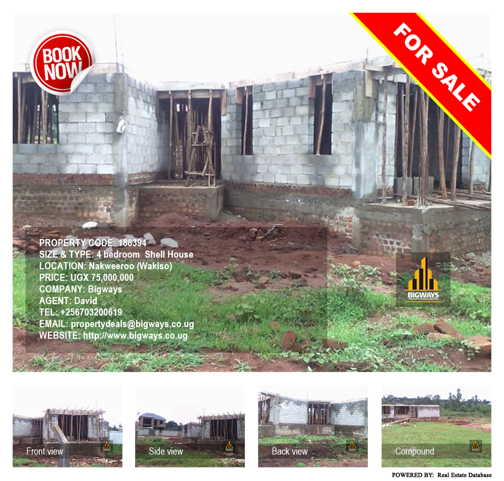 4 bedroom Shell House  for sale in Nakweeroo Wakiso Uganda, code: 188394