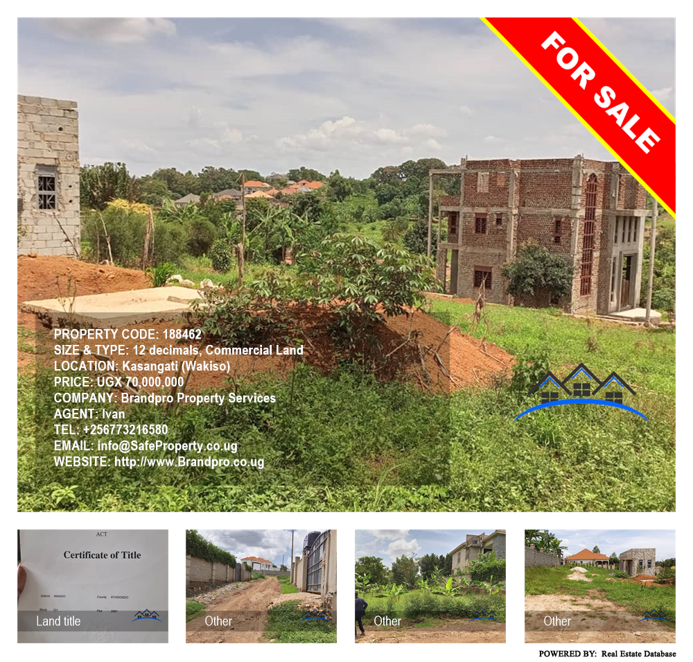 Commercial Land  for sale in Kasangati Wakiso Uganda, code: 188462