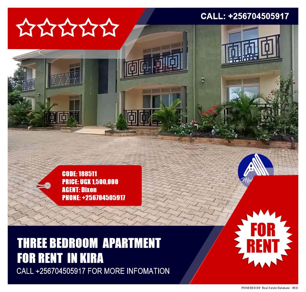 3 bedroom Apartment  for rent in Kira Wakiso Uganda, code: 188511