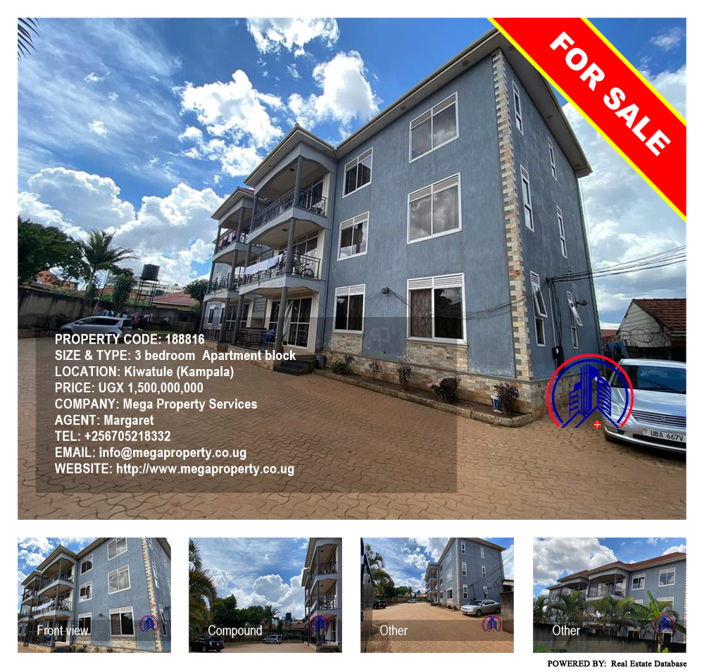 3 bedroom Apartment block  for sale in Kiwaatule Kampala Uganda, code: 188816