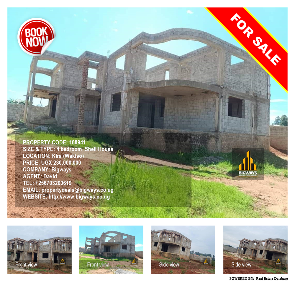 4 bedroom Shell House  for sale in Kira Wakiso Uganda, code: 188941