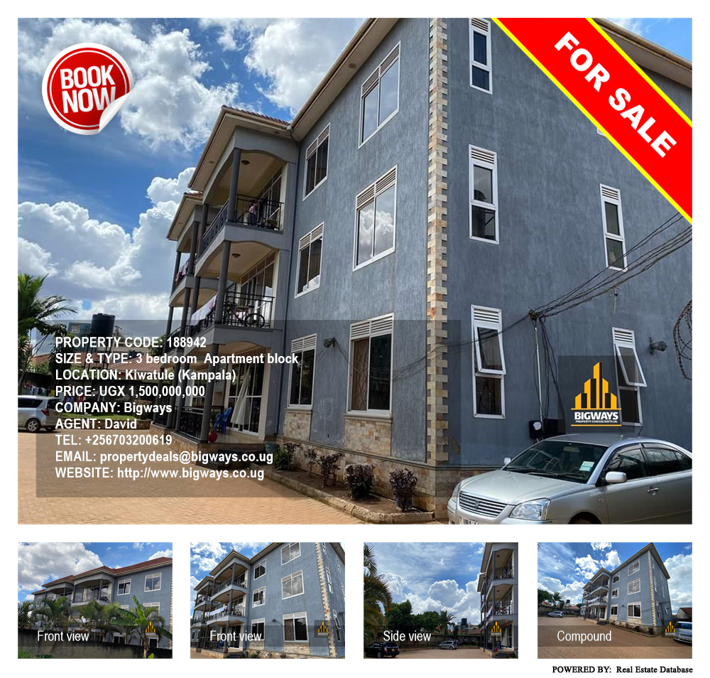 3 bedroom Apartment block  for sale in Kiwaatule Kampala Uganda, code: 188942