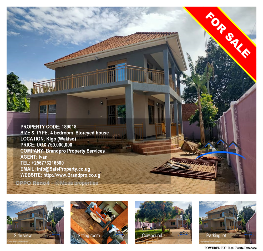 4 bedroom Storeyed house  for sale in Kigo Wakiso Uganda, code: 189018