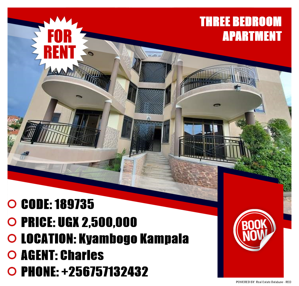 3 bedroom Apartment  for rent in Kyambogo Kampala Uganda, code: 189735