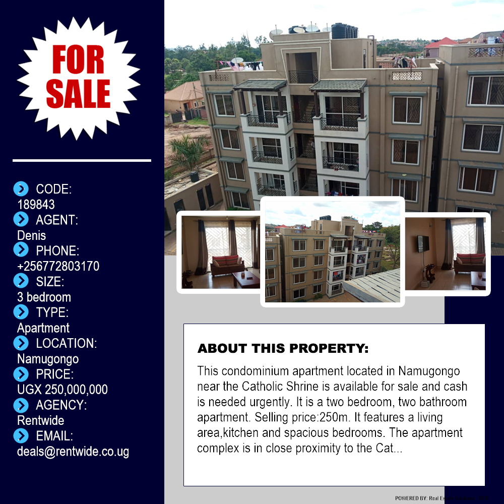 3 bedroom Apartment  for sale in Namugongo Wakiso Uganda, code: 189843