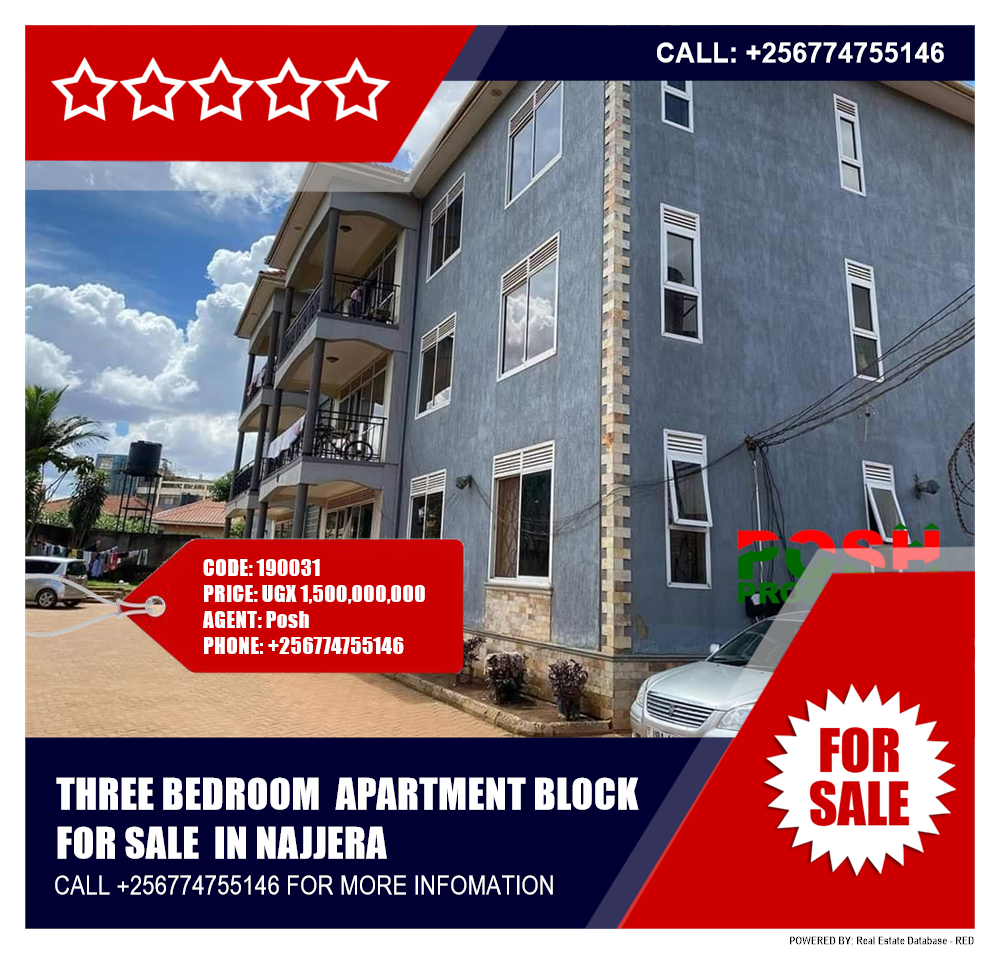 3 bedroom Apartment block  for sale in Najjera Kampala Uganda, code: 190031