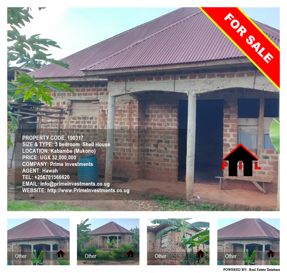 3 bedroom Shell House  for sale in Kabambe Mukono Uganda, code: 190317
