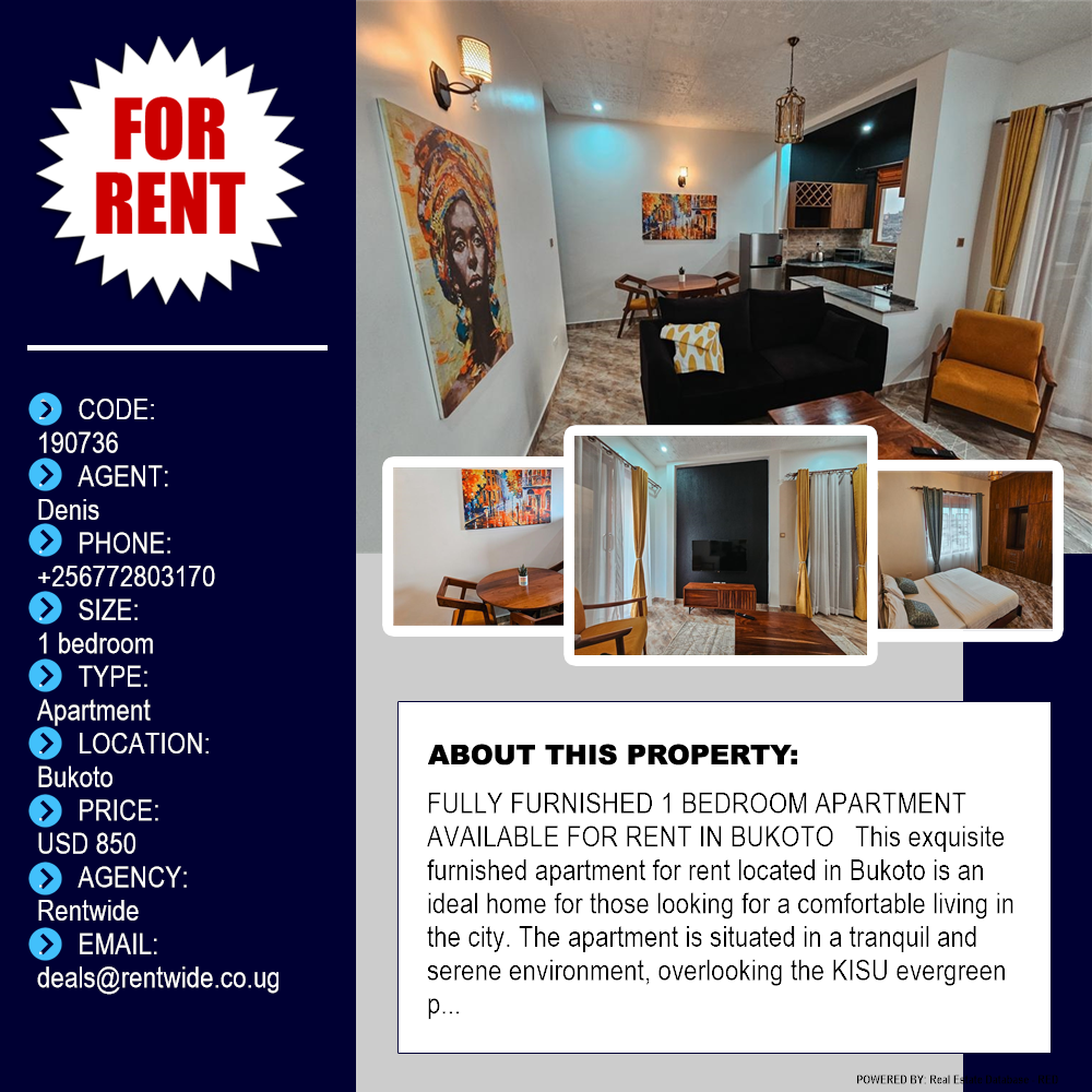 1 bedroom Apartment  for rent in Bukoto Kampala Uganda, code: 190736