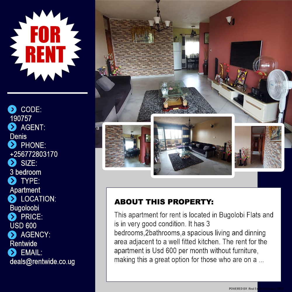 3 bedroom Apartment  for rent in Bugoloobi Kampala Uganda, code: 190757