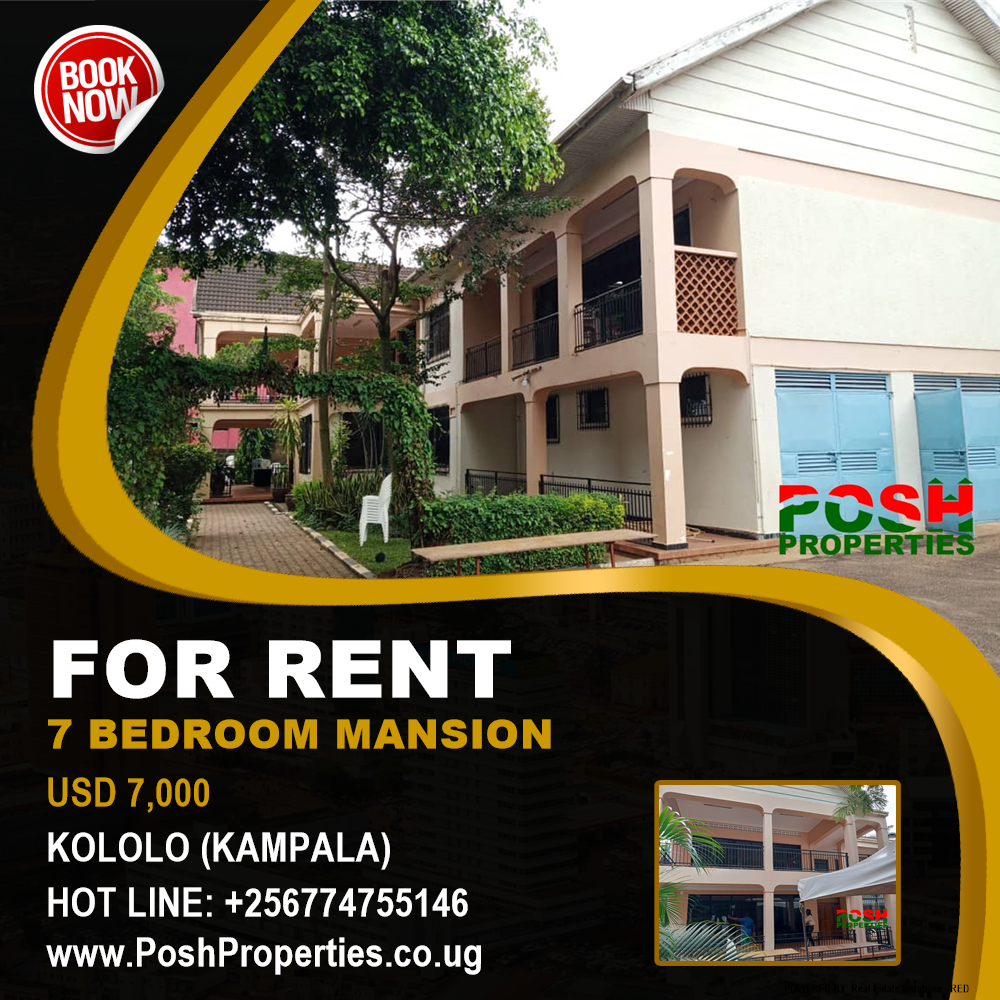 7 bedroom Mansion  for rent in Kololo Kampala Uganda, code: 190978