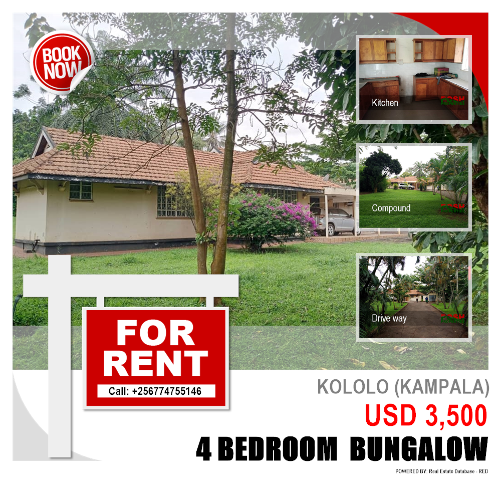 4 bedroom Bungalow  for rent in Kololo Kampala Uganda, code: 190983