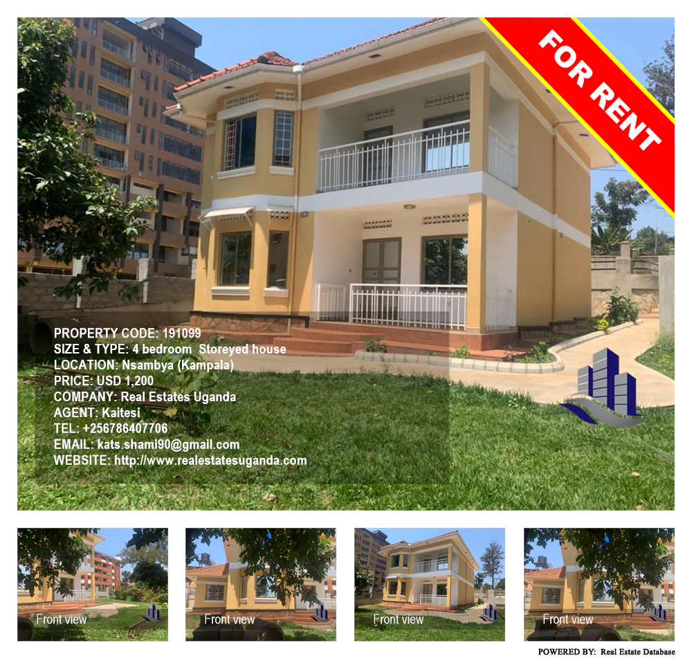 4 bedroom Storeyed house  for rent in Nsambya Kampala Uganda, code: 191099