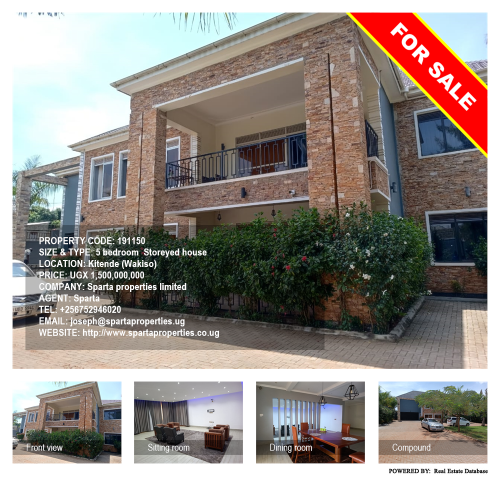 5 bedroom Storeyed house  for sale in Kitende Wakiso Uganda, code: 191150