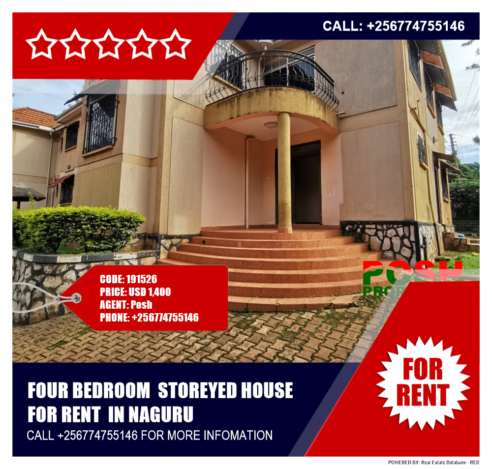 4 bedroom Storeyed house  for rent in Naguru Kampala Uganda, code: 191526